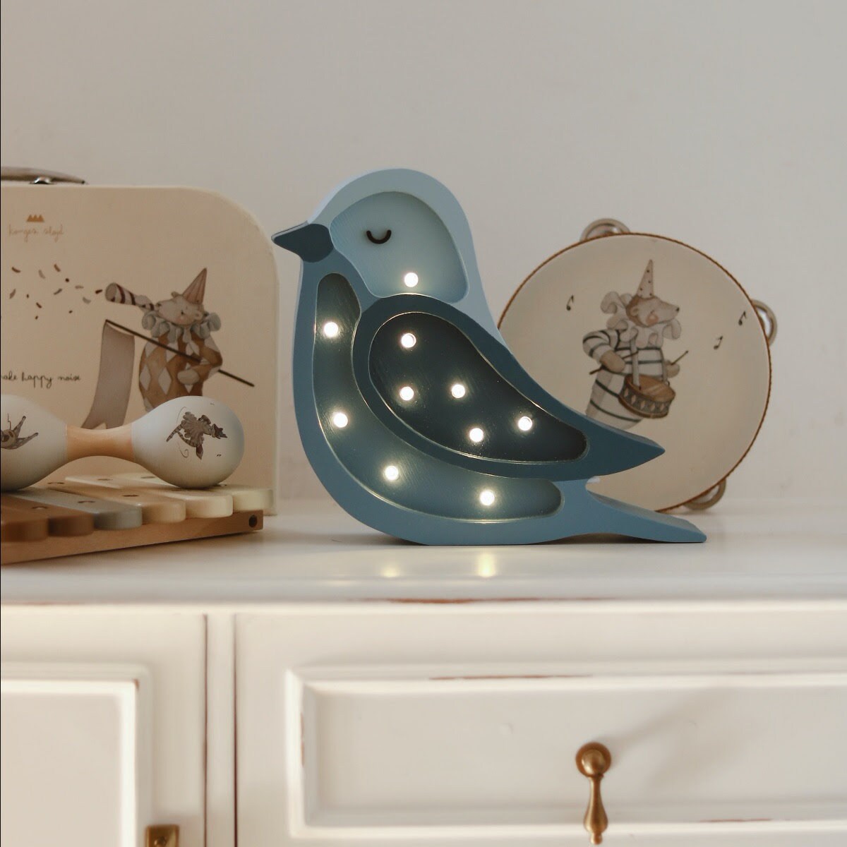 Blue store bird lamp