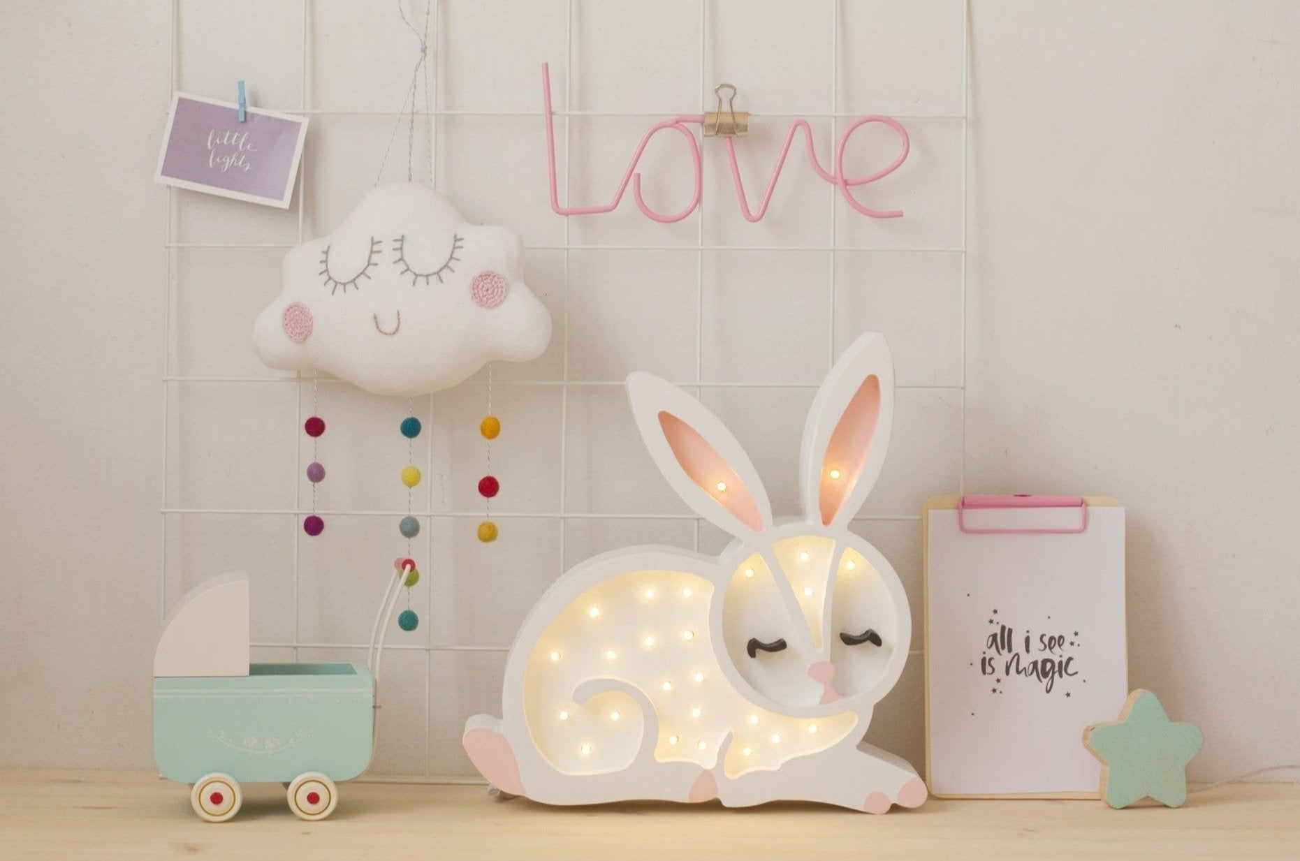 Wooden rabbit lamp discount
